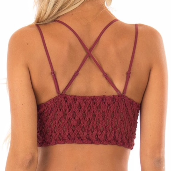 Burgundy Bohemian Festival Crochet Lace Bralette - Picture 3 of 5